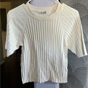 Intimately Free People Anthropologie White Sweater Short Sleeve Top Size M